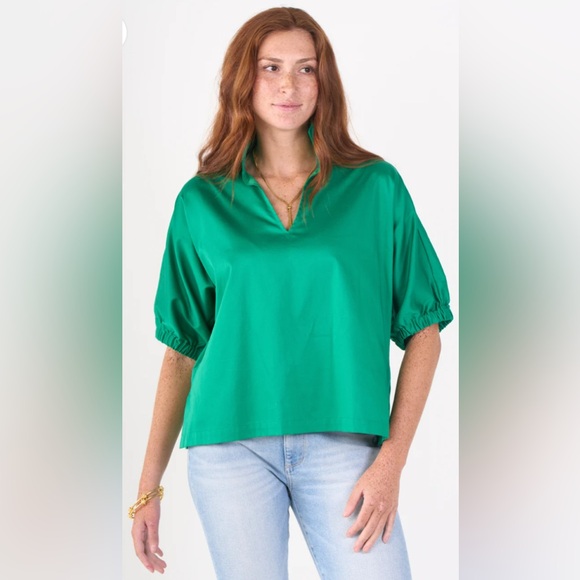 EMILY MCCARTHY-Jellybean green Cotton Poplin top NWT - Picture 1 of 3